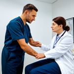 **

"A diligent physiotherapy intern, fully clothed in professional attire, attentively observing a senior therapist assessing a patient's range of motion in a modern clinic setting, safe for work, appropriate content, modest, perfect anatomy, correct proportions, well-formed hands, proper finger count, natural pose, professional lighting, high resolution."

**