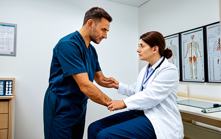 **

"A diligent physiotherapy intern, fully clothed in professional attire, attentively observing a senior therapist assessing a patient's range of motion in a modern clinic setting, safe for work, appropriate content, modest, perfect anatomy, correct proportions, well-formed hands, proper finger count, natural pose, professional lighting, high resolution."

**