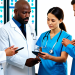 **

"A diverse group of fully clothed sports rehabilitation professionals collaborating around a digital tablet in a modern clinic. They are reviewing patient data and discussing treatment plans. Safe for work, appropriate content, professional, perfect anatomy, correct proportions, natural pose, well-formed hands, proper finger count, natural body proportions, professional attire."

**
