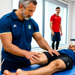 Home 5 스포츠재활사의 급여 체계 분석 - Experienced Sports Rehabilitator**
"A seasoned sports rehabilitator, fully clothed in professional ...