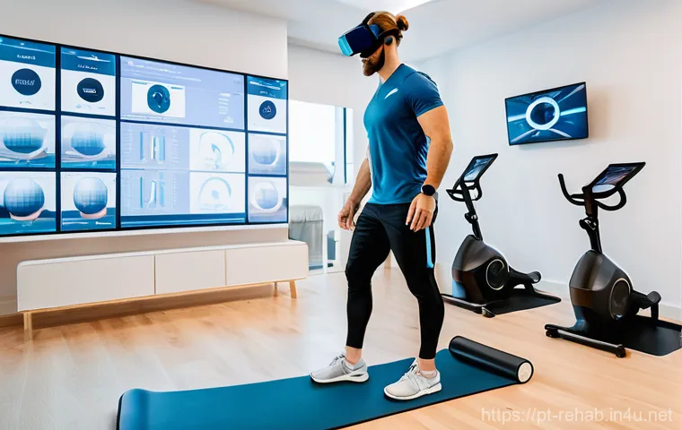 스포츠재활사 성공 사례 인터뷰 - **Prompt:** A dynamic, high-tech scene inside a state-of-the-art sports physiotherapy clinic in Lisb...