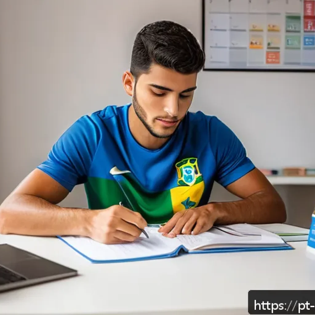 스포츠재활사 필기시험 빈출 문제 - A focused study environment showing a young Brazilian professional preparing for a sports rehabilita...