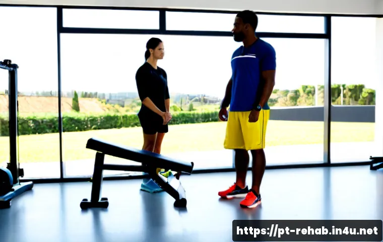 스포츠재활학과 대학 추천 - Photorealistic university sports rehabilitation laboratory in Portugal, a diverse group of adult stu...